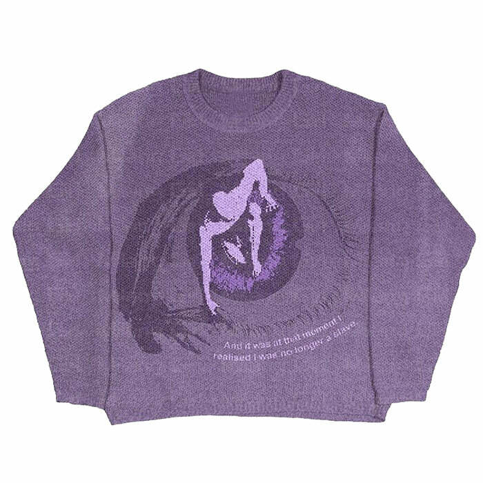 Purple Eye Aesthetic Sweater - Y2K Fashion Inspired 2000s Style