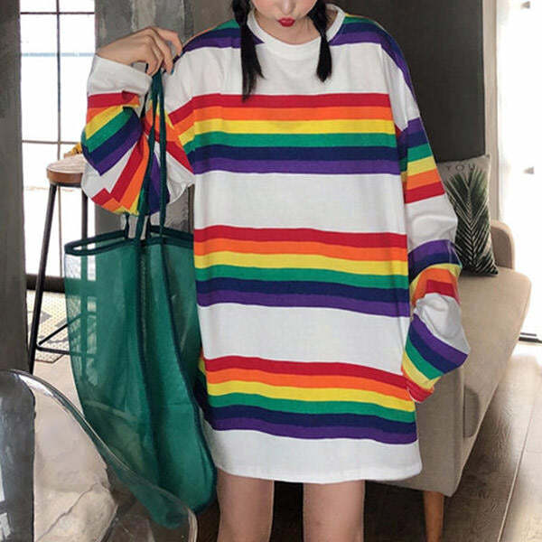 Rainbow Connect Long Sleeve Tee - Y2K Fashion Essential for 2000s Style