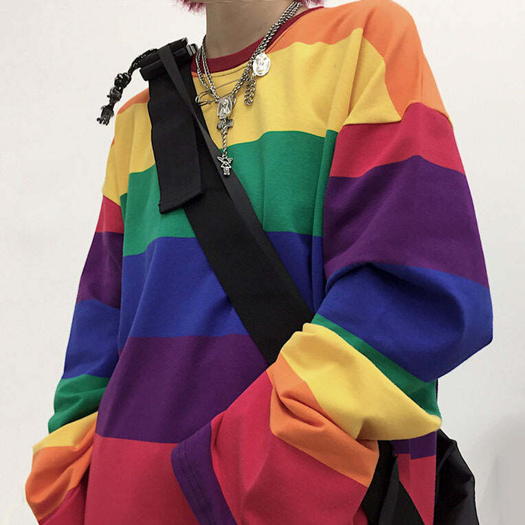 Rainbow Long Sleeve Top - Y2K Fashion Aesthetic for Trendy Outfits