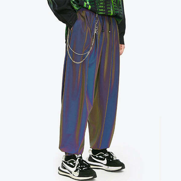 Reflective Wide Pants: Embrace Y2K Fashion with 2000s Style Vibes