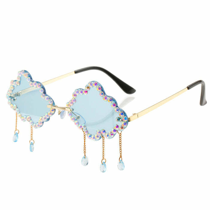 Rhinestone Cloud Glasses - Y2K Fashion Statement for Trendy Outfits