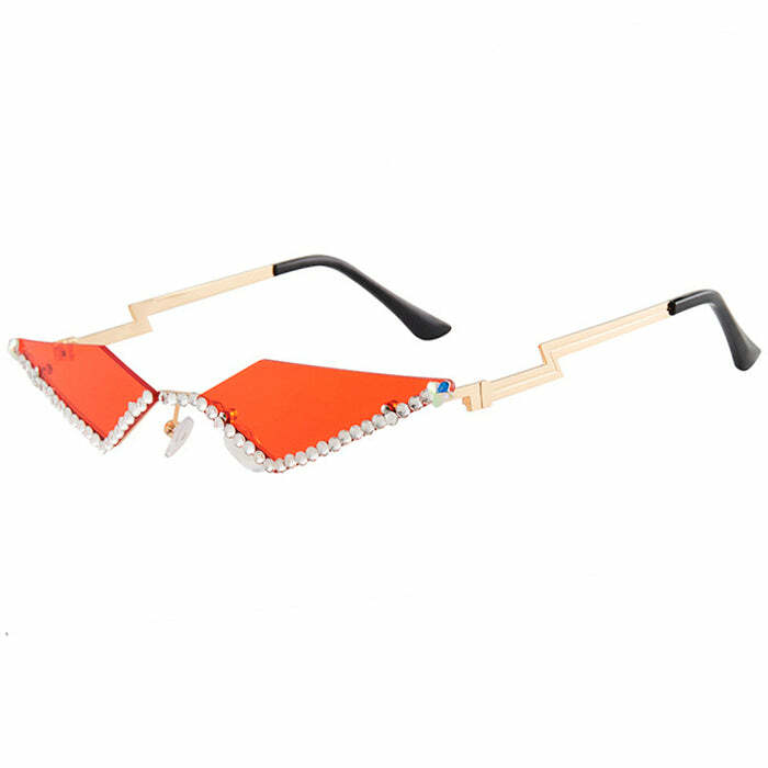 Rhinestone Lightning Sunglasses - Y2K Fashion Statement Accessory