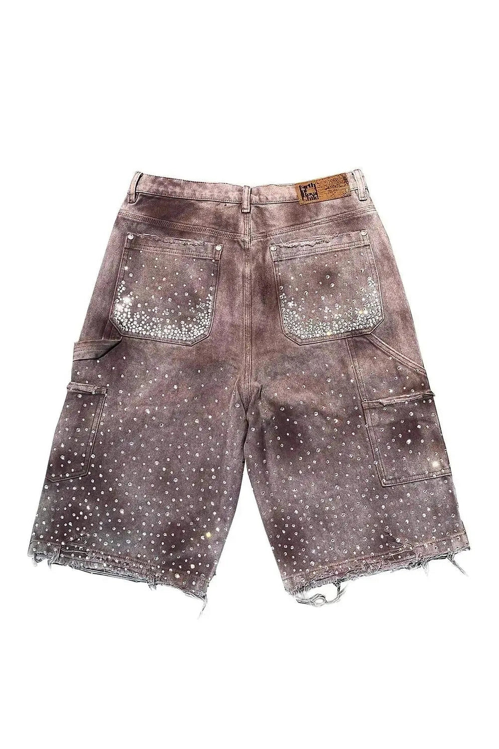 Rhinestone Studded Distressed Denim Shorts - Y2K Fashion Essential