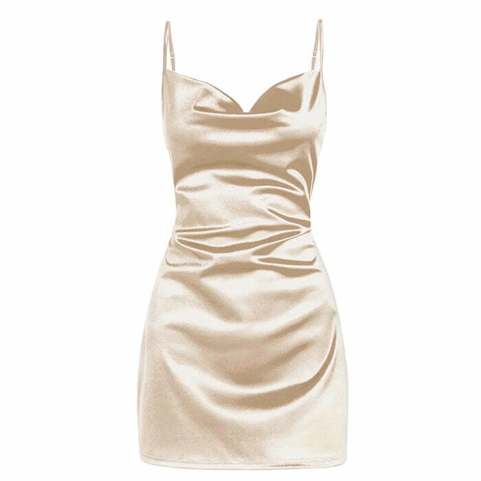 Rich Girl Y2K Satin Mini Dress - Trendy 2000s Fashion Statement