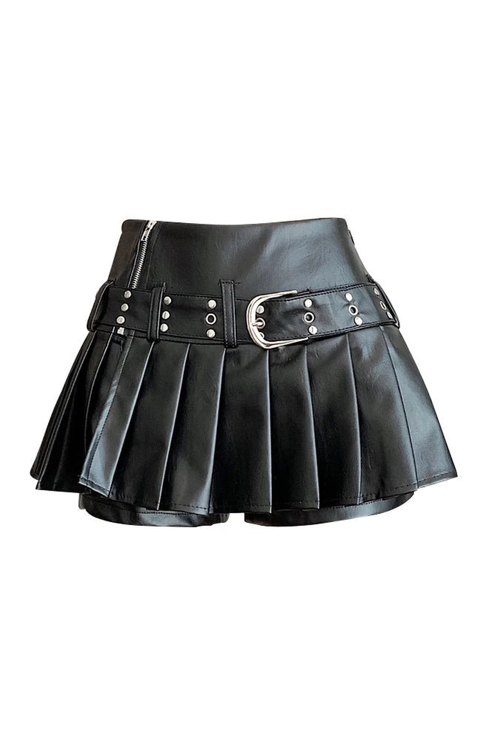 Riveted Pleather Mini Skirt - Y2K Fashion Essential for Trendy Outfits