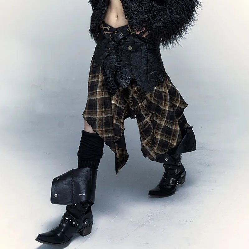 Rogue Plaid Patch Skirt - Y2K Fashion Essential for Trendy Outfits