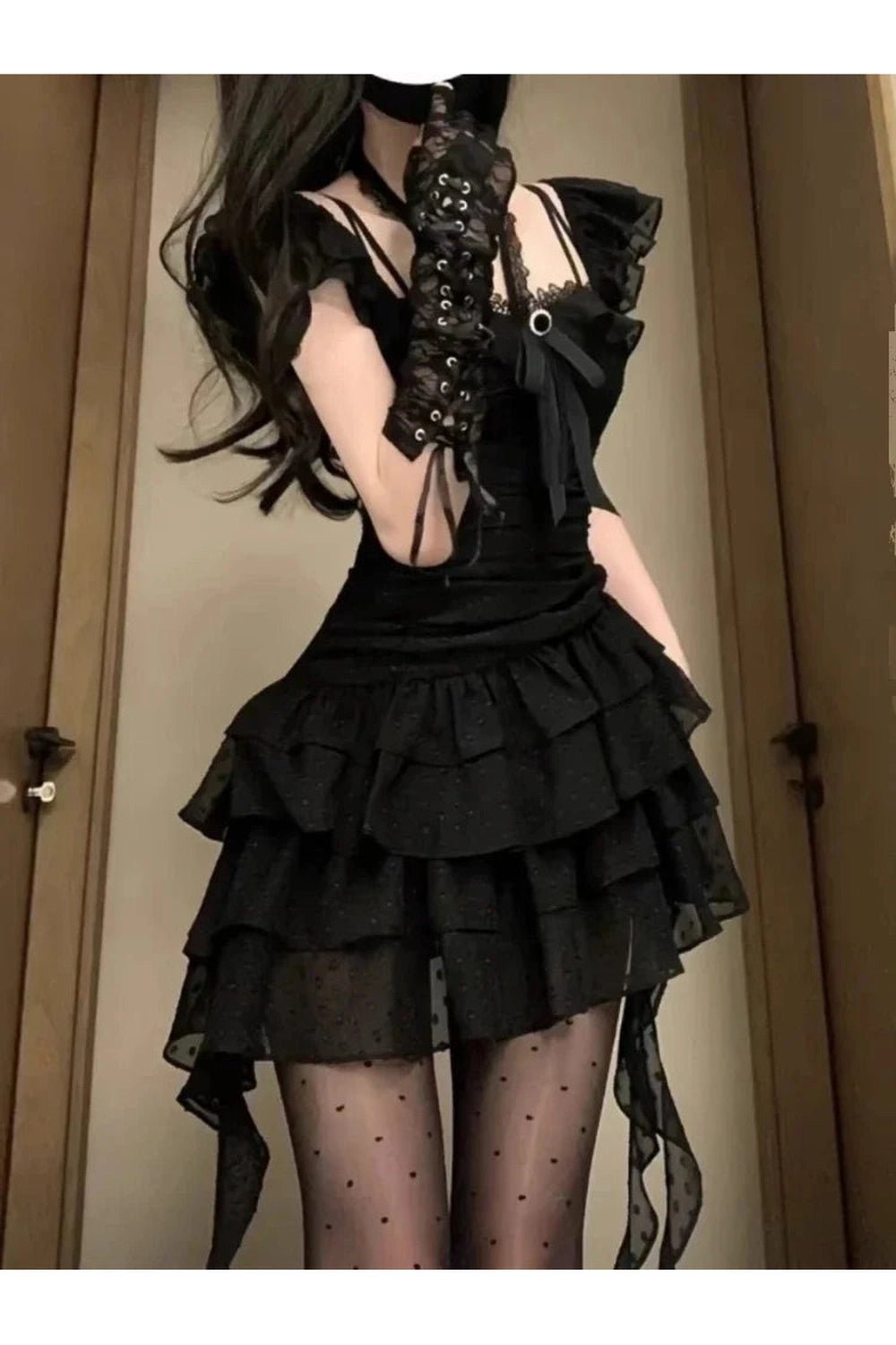 Ruffled Dark Fairy Mini Dress - Y2K Aesthetic 2000s Fashion Trend