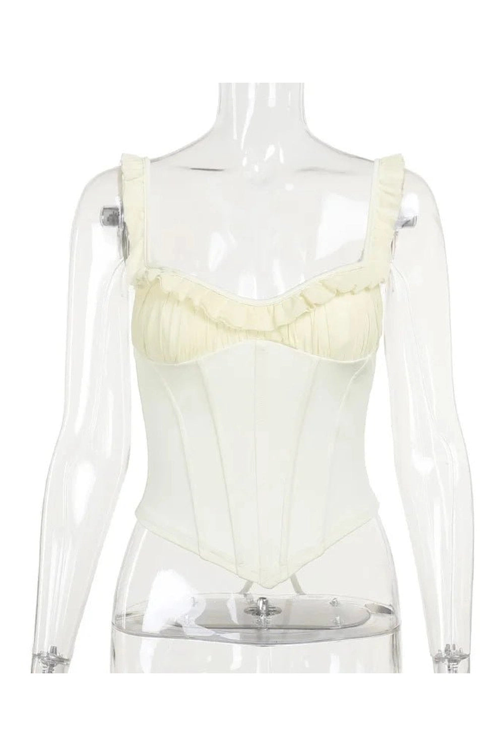 Ruffled Sweetheart Corset Top - Y2K Fashion Essential for 2000s Style