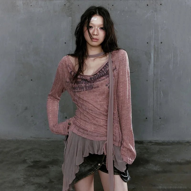 Rustic Dystopia Y2K Top: Embrace 2000s Fashion with Unique Style