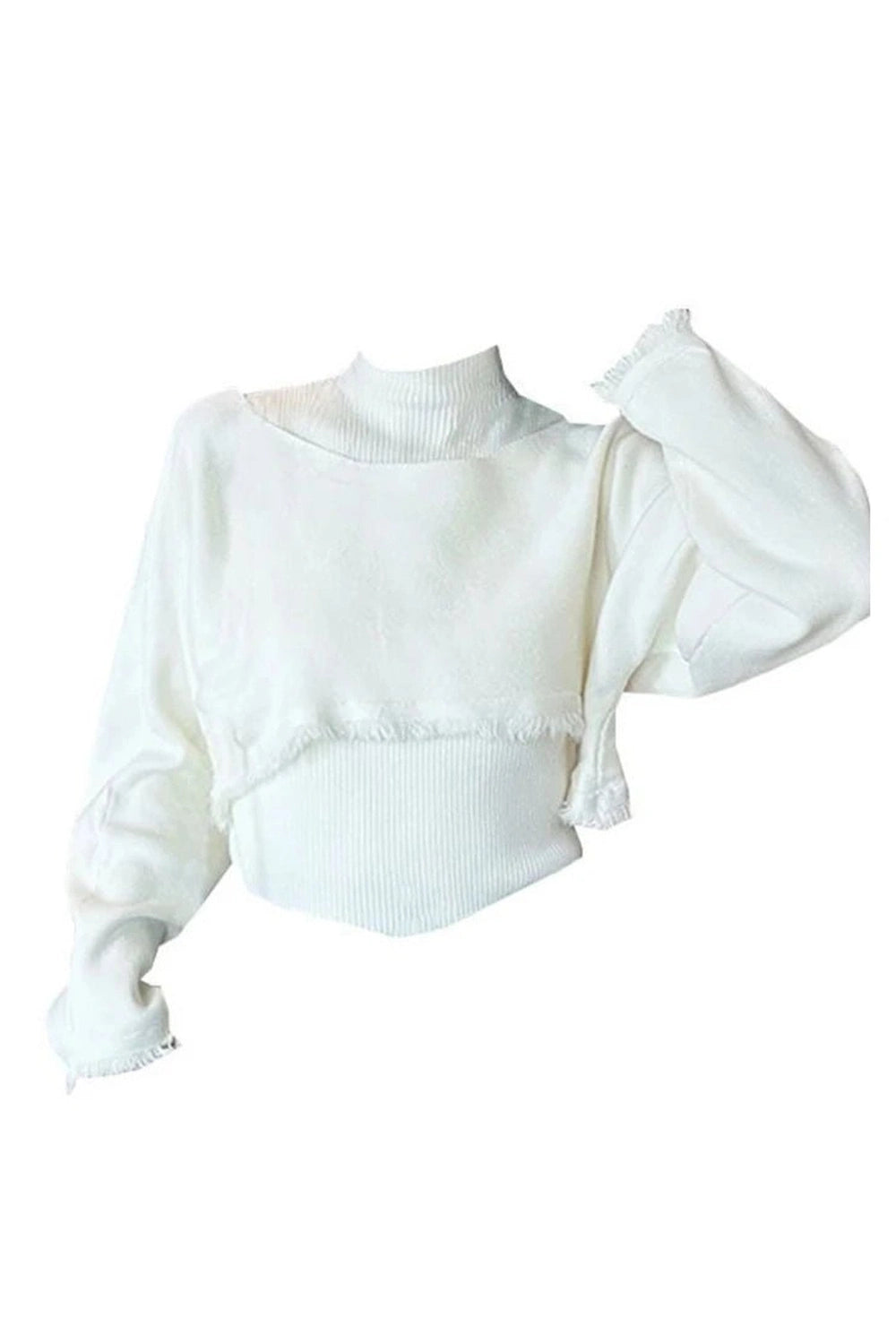 Sage Green Layered Off-Shoulder Sweater - Y2K Fashion Essential