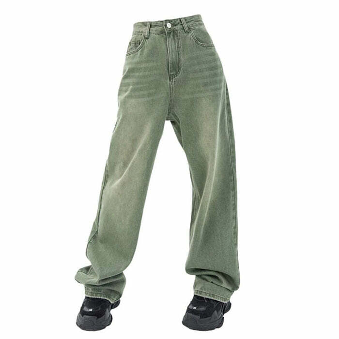 Sage Green Y2K Baggy Jeans - Trendy 2000s Fashion for Effortless Style