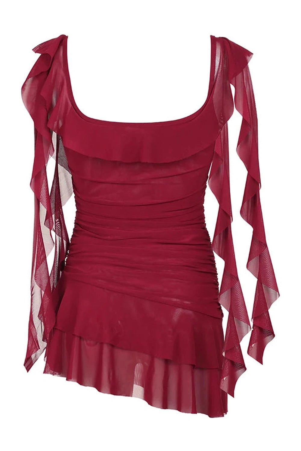 Scarlet Ruffle Y2K Dress - Embrace 2000s Fashion with Gothic Flair