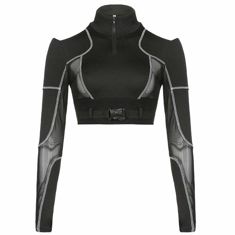 Secret Mission Y2K Long Sleeve Top - Trendy 2000s Style Essential