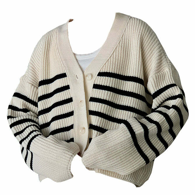 Self Made Y2K Striped Cardigan - Trendy 2000s Fashion Essential