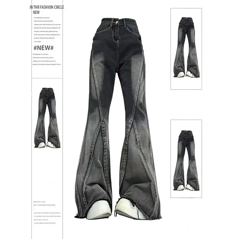 Shadow Flare Panel Jeans - Trendy Y2K Fashion for Iconic 2000s Style