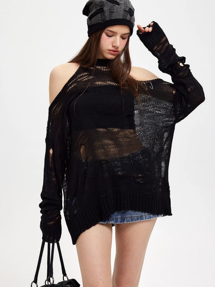 Shattered Dreams Y2K Knit Sweater - Trendy 2000s Style Fashion Top