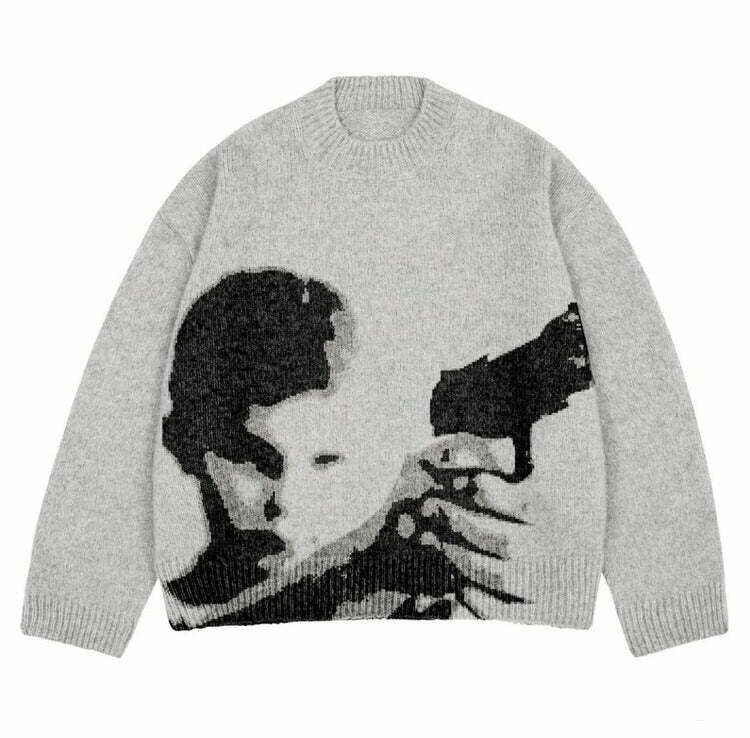 She Got the Gun Sweater - Y2K Fashion Essential for 2000s Style Lovers