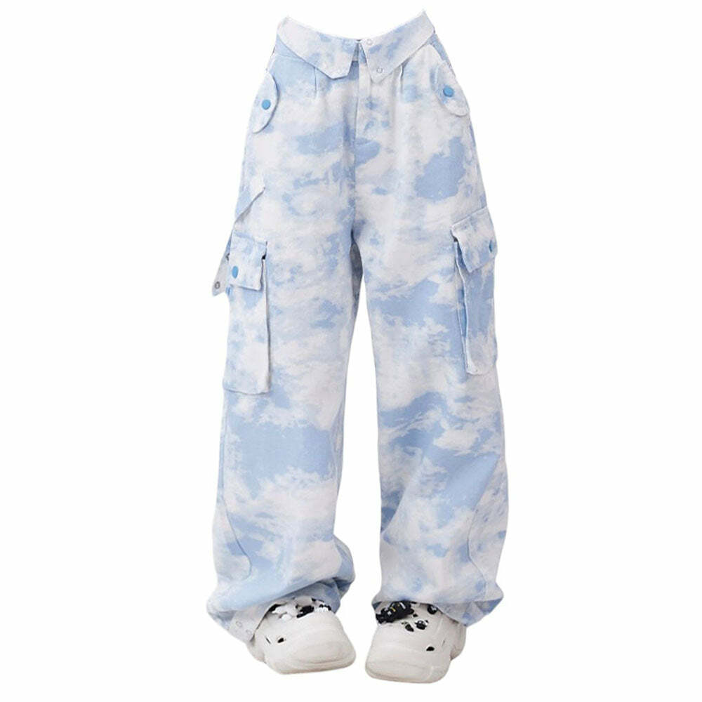 Sky Blue Y2K Cargo Pants - Trendy 2000s Style for Effortless Outfits