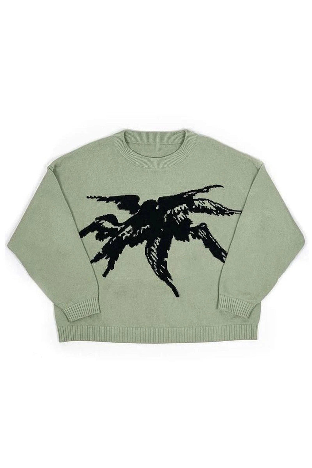 Soaring Raven Y2K Knit Sweater: Embrace 2000s Fashion Aesthetic