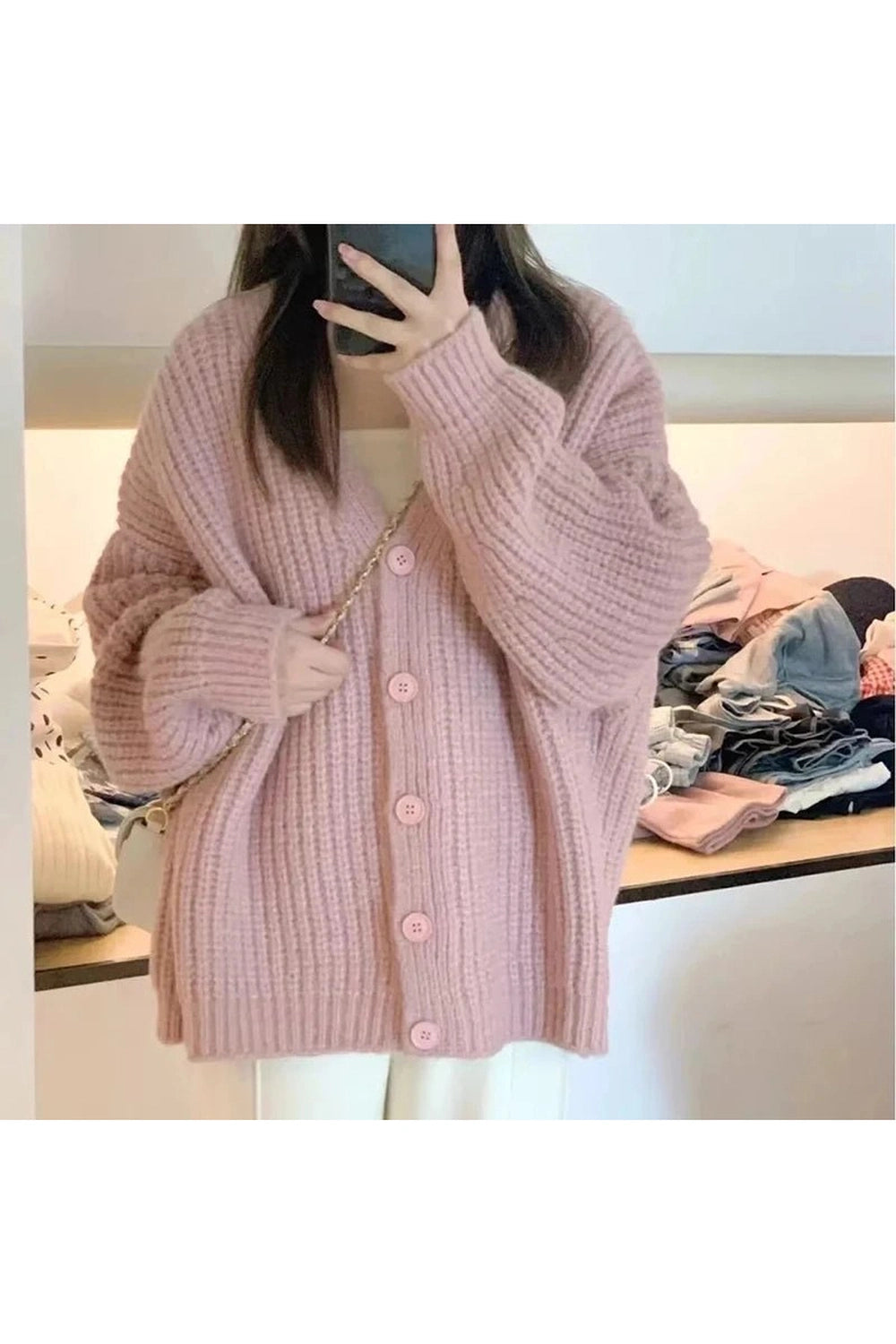 Soft Blush Chunky Cardigan - Y2K Fashion Essential for Cozy Style