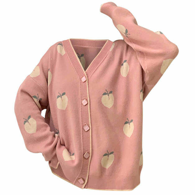 Soft Peach Cardigan - Y2K Fashion Essential for Stylish Outfits