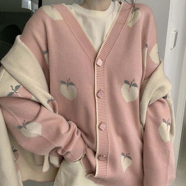 Soft Peach Cardigan - Y2K Fashion Essential for Stylish Outfits