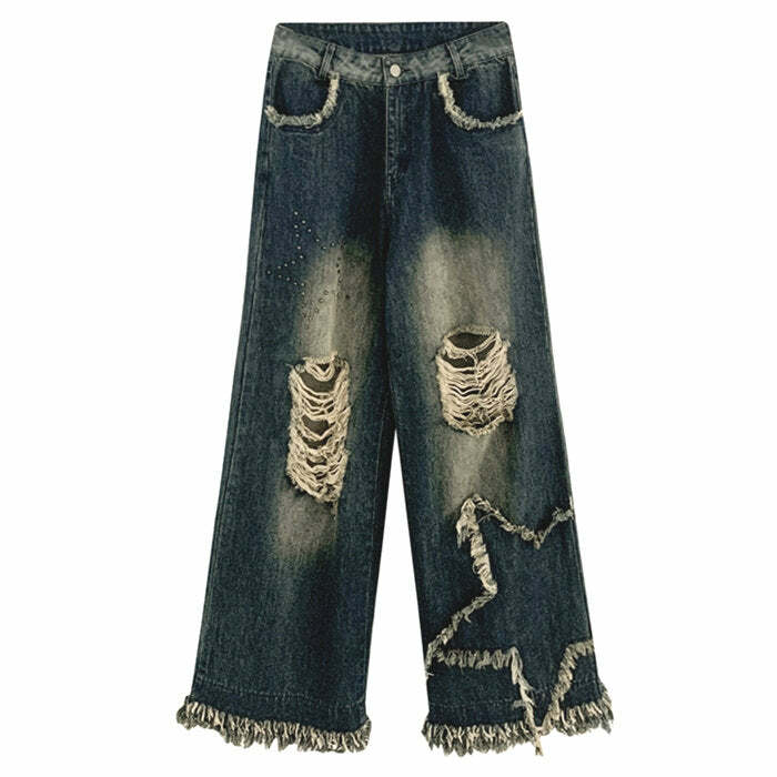 Star Girl Y2K Destroyed Jeans - Trendy 2000s Style for Effortless Vibes