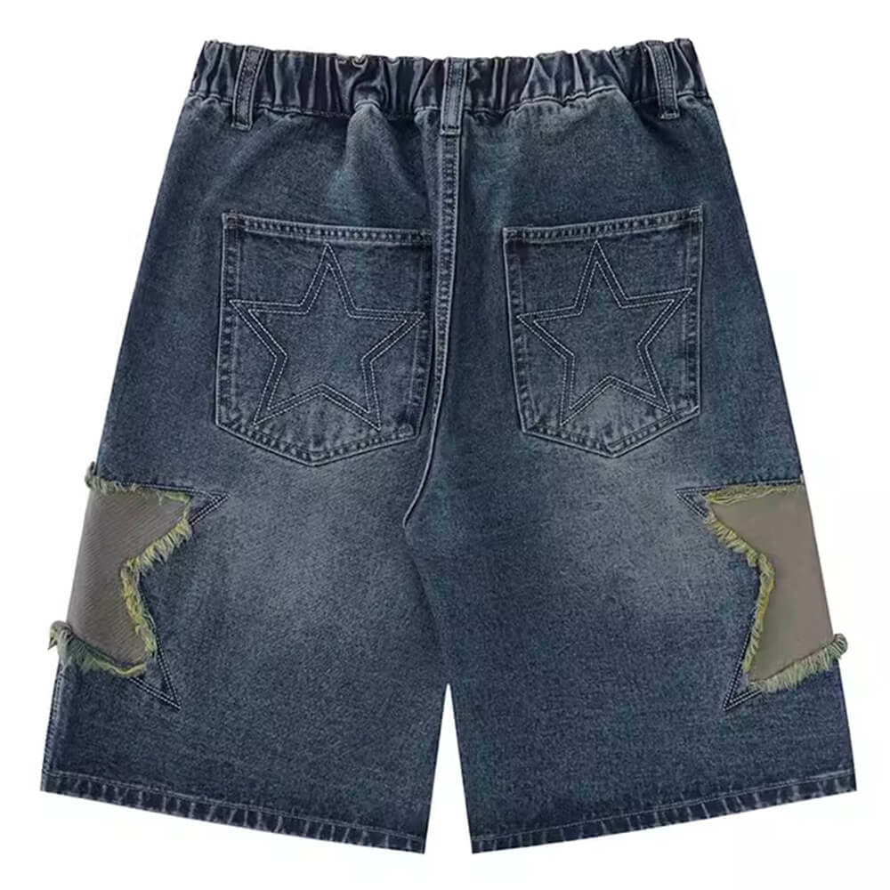 Star Patch Denim Shorts - Trendy Y2K Fashion for a Retro 2000s Look