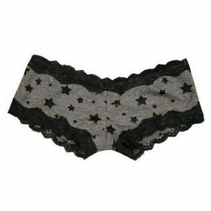 Star Print Lace Panty - Y2K Fashion Essential for Trendy Outfits