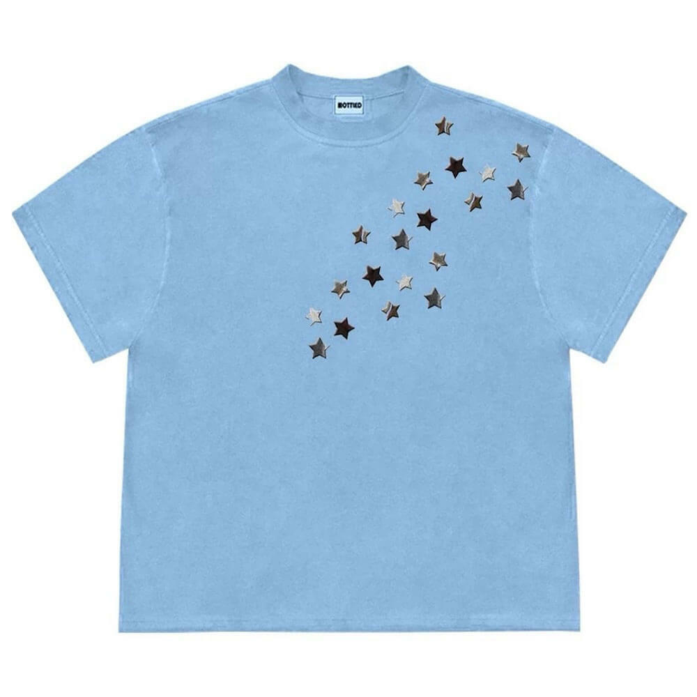 Star Print Oversized T-Shirt - Y2K Fashion Essential for Trendy Looks