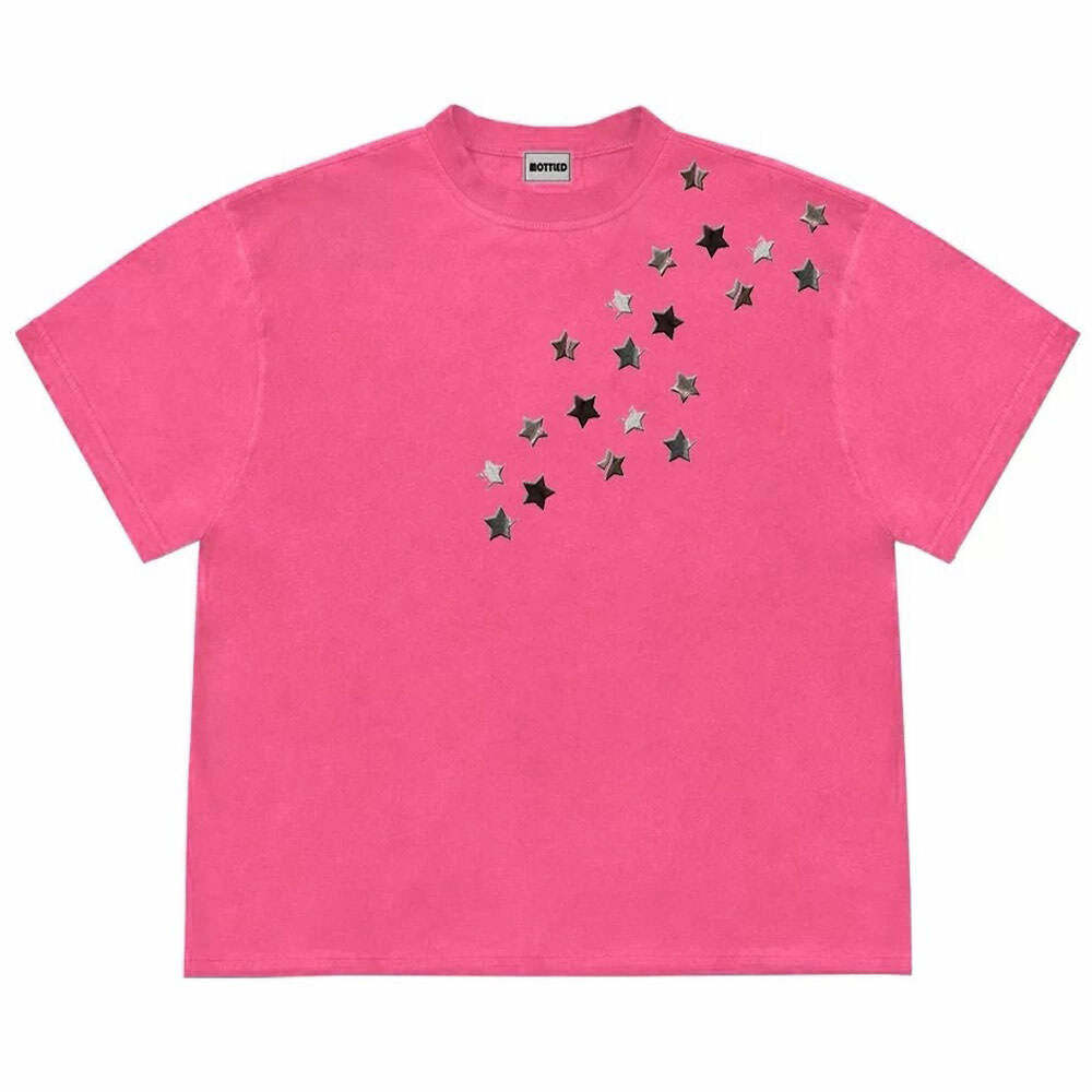 Star Print Oversized T-Shirt - Y2K Fashion Essential for Trendy Looks