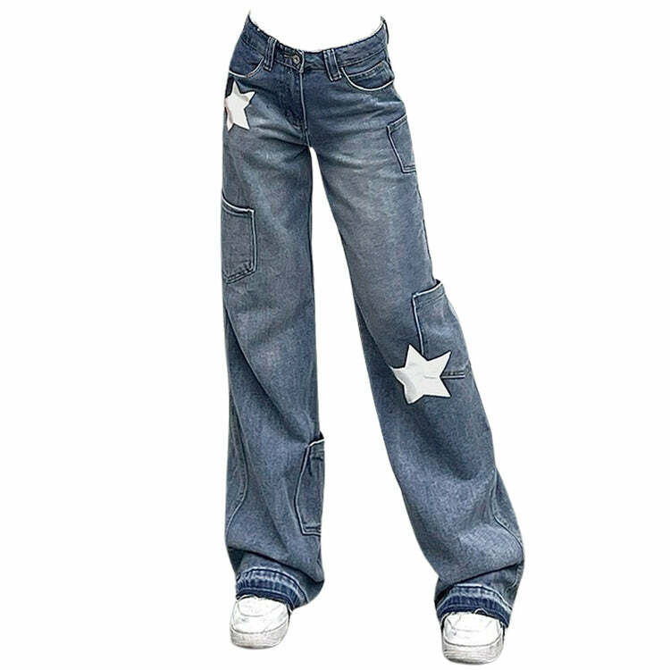 Star Print Y2K Fashion Jeans - Trendy 2000s Style for Unique Outfits