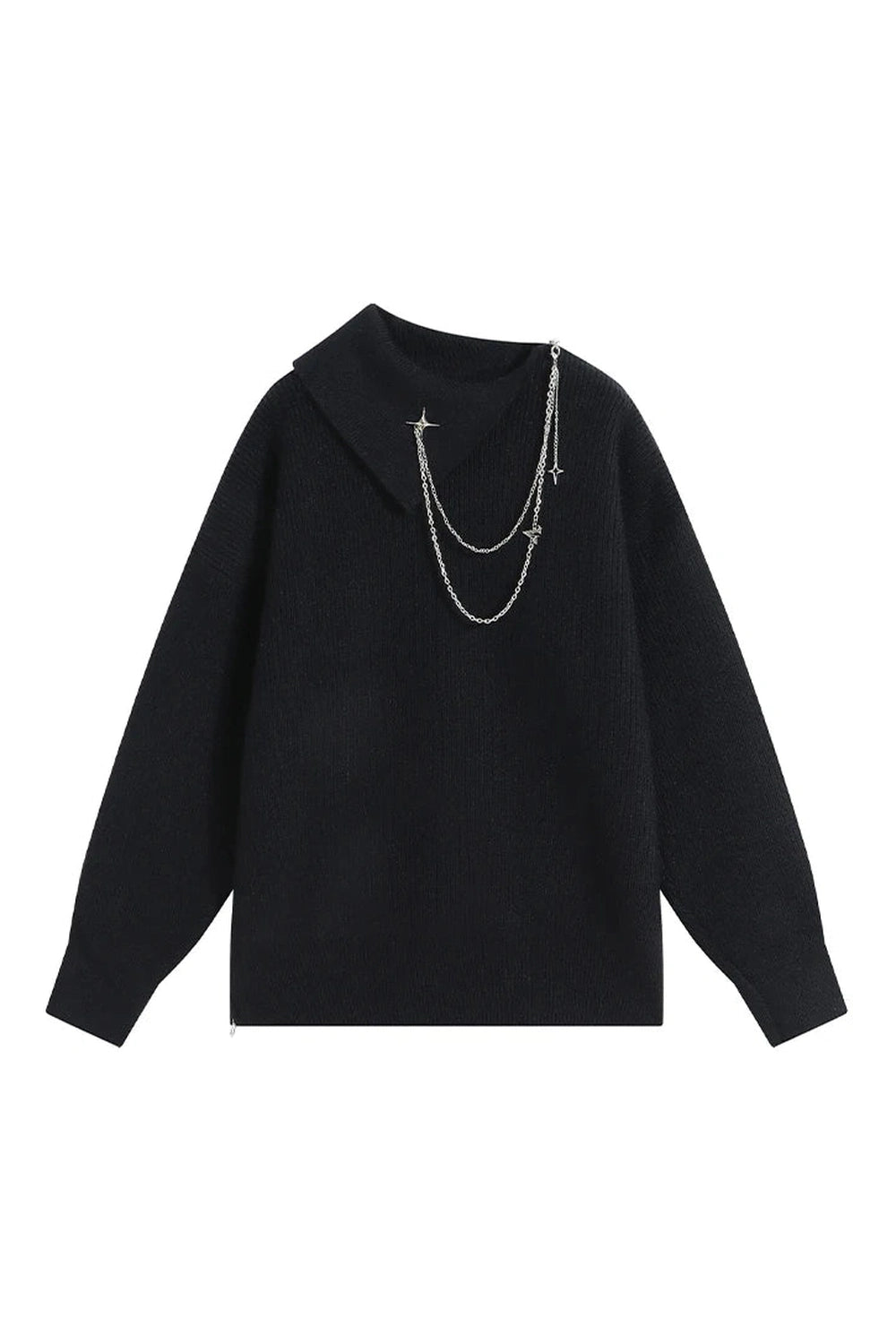 Stellar Chain Accent Sweater - Y2K Fashion Essential for Trendy Looks