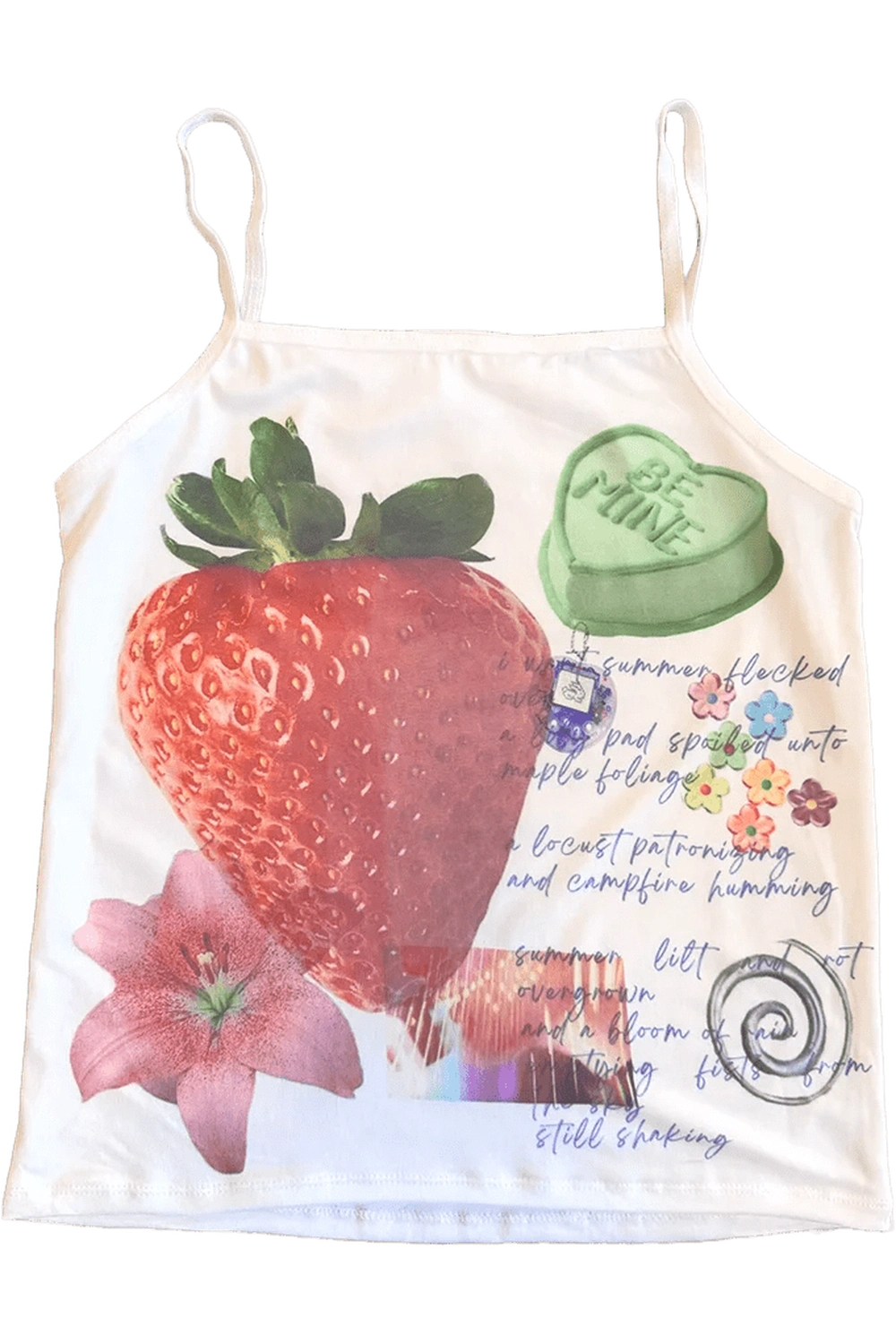 Strawberry Dreams Y2K Aesthetic Collage Top - Trendy 2000s Style