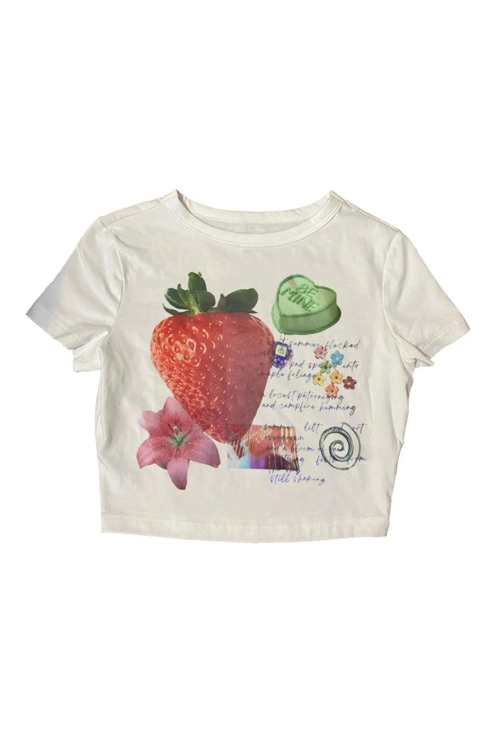 Strawberry Dreams Y2K Aesthetic Collage Top - Trendy 2000s Style