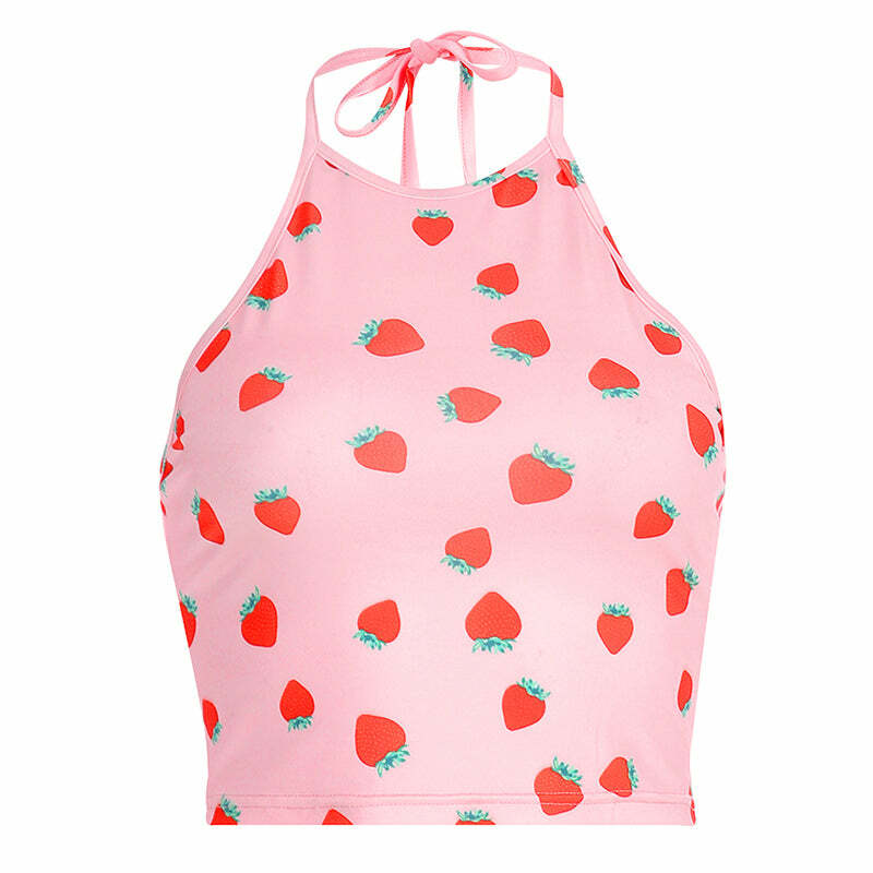 Strawberry Fields Y2K Halter Top - Trendy 2000s Fashion Essential