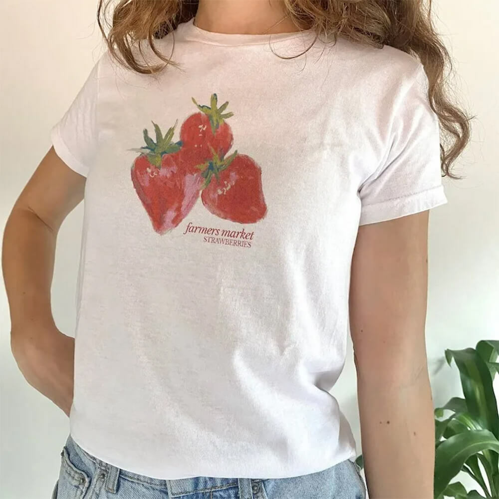 Strawberry Graphic T-Shirt - Y2K Aesthetic 2000s Fashion Essential