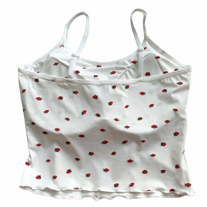 Strawberry Print Tank Top - Y2K Fashion Essential for Trendy Outfits