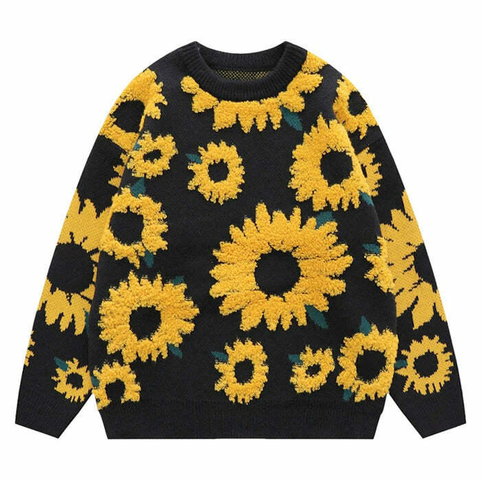 Sunflower Oversized Sweater - Y2K Aesthetic for Trendy 2000s Style