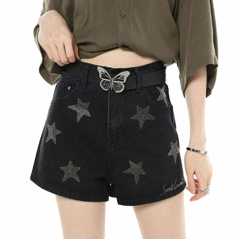 Superstar Behavior Y2K Rhinestone Shorts - Trendy 2000s Style