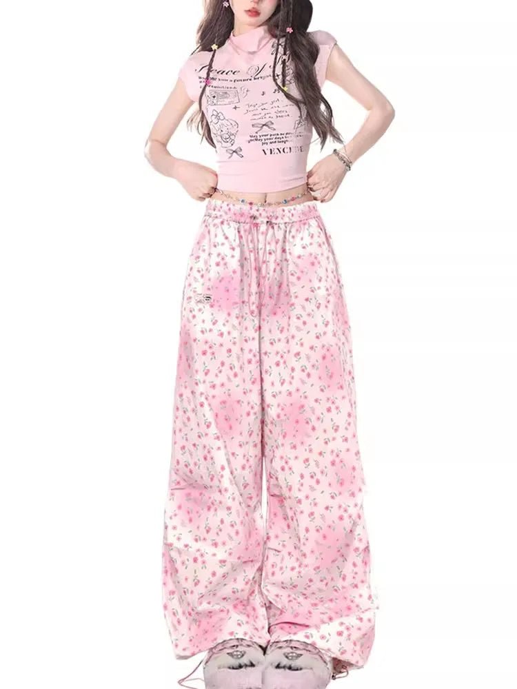 Sweet Blossom Y2K Lounge Pants - Trendy 2000s Style for Effortless Chic