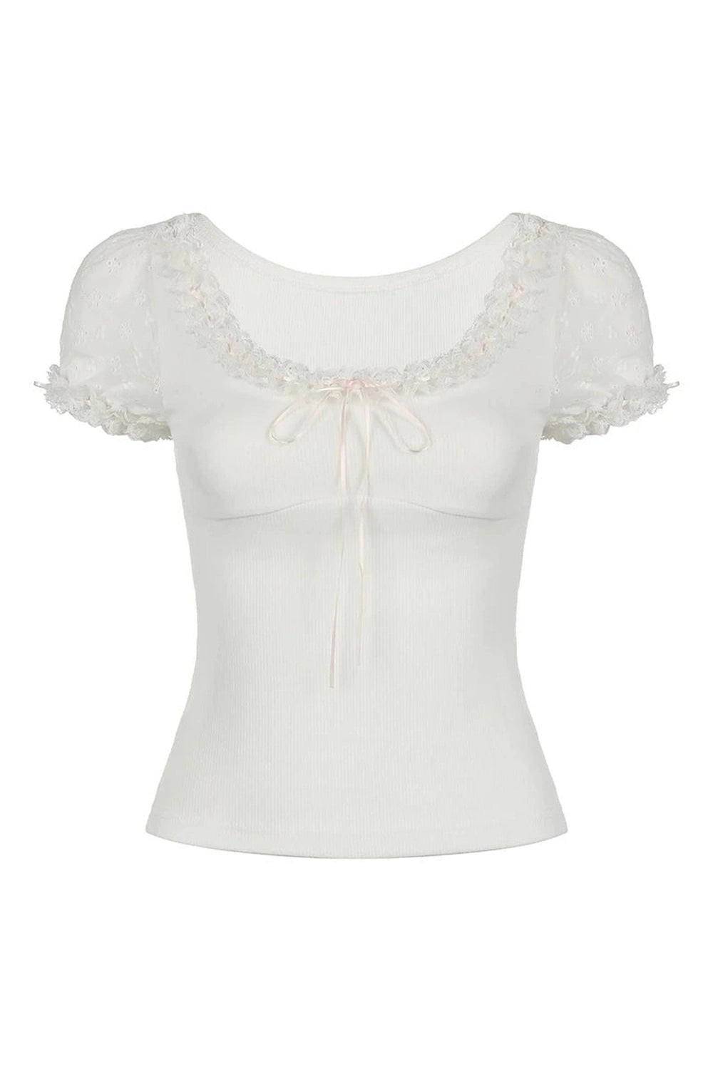 Sweet Lace Bow Top - Y2K Fashion Essential for Trendy Outfits