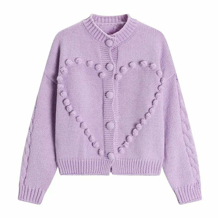 Sweetheart Knit Cardigan - Y2K Fashion Essential for 2000s Style