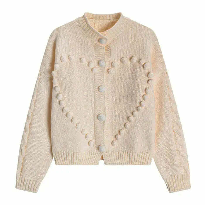 Sweetheart Knit Cardigan - Y2K Fashion Essential for 2000s Style