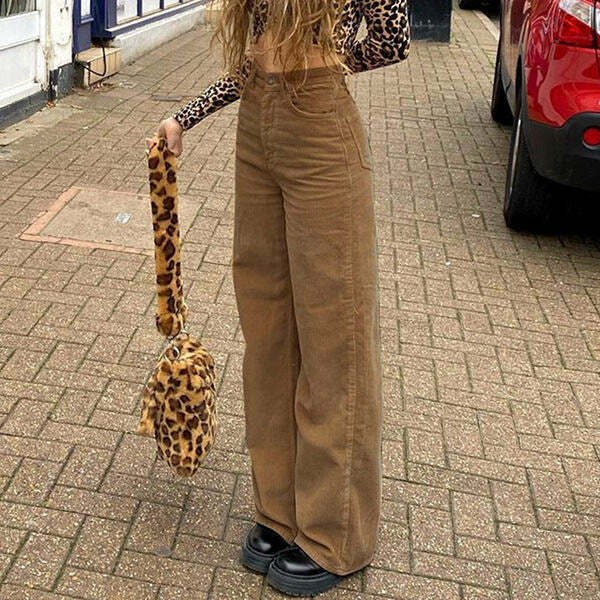 Totally Over It Y2K Wide Cord Pants - Retro 2000s Fashion Statement