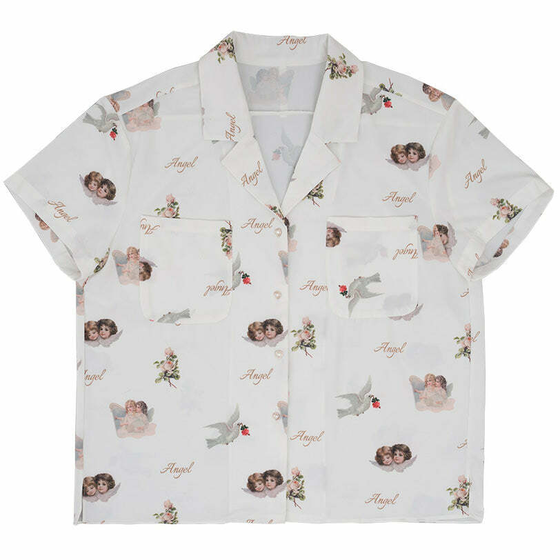 Trendy 2.0 Angel Shirt - Y2K Fashion Essential for Iconic 2000s Style