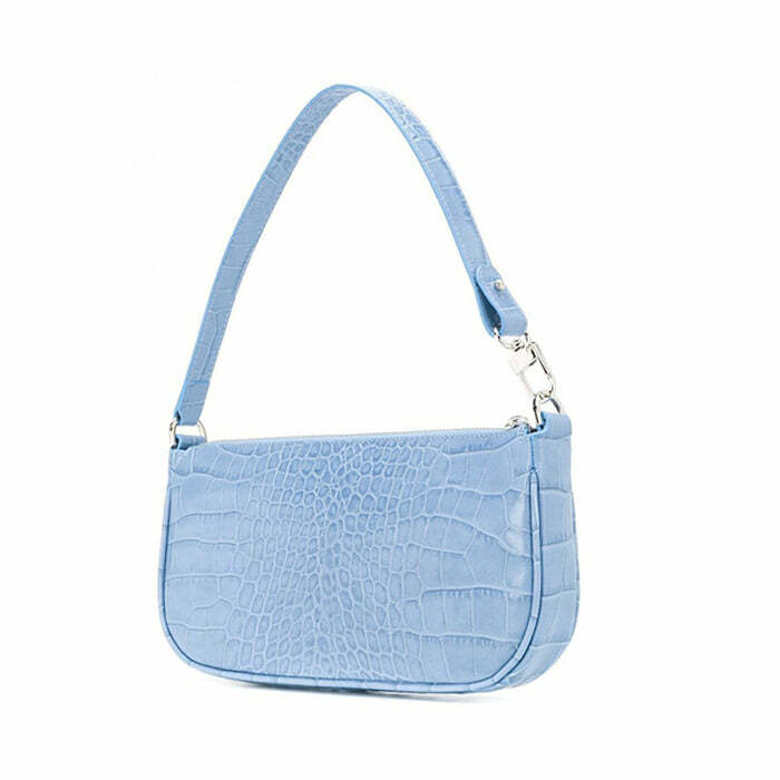 Trendy Baby Blue Baguette Bag - Y2K Fashion Essential for Stylish Looks