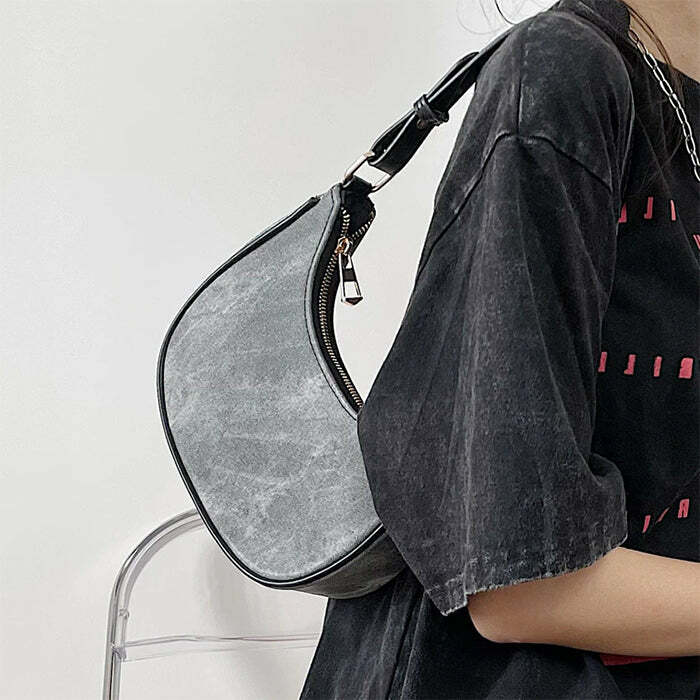 Trendy Dark Washed Hobo Bag - Y2K Fashion Essential for Stylish Outfits