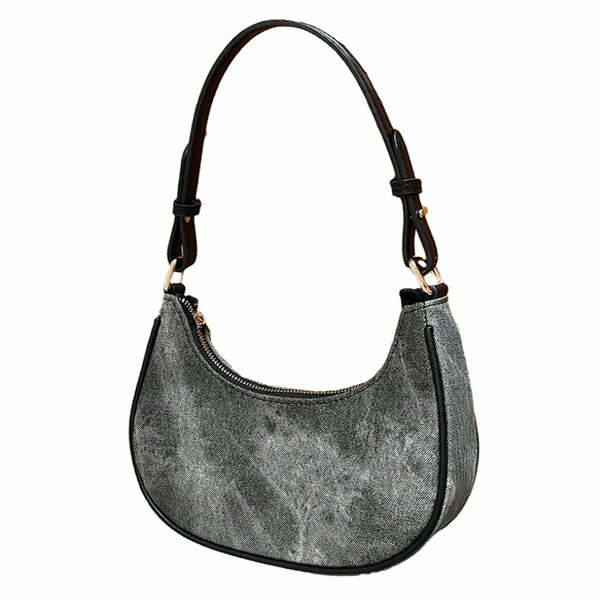 Trendy Dark Washed Hobo Bag - Y2K Fashion Essential for Stylish Outfits