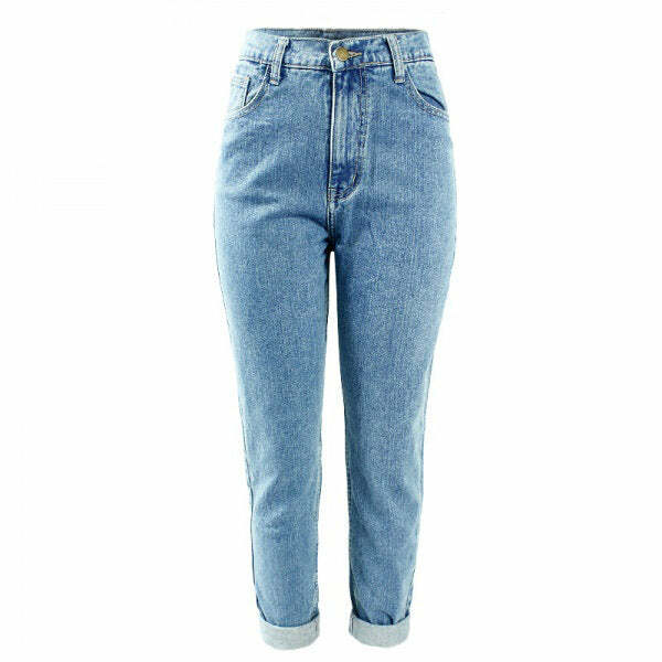 Trendy High Waisted Mom Jeans - Y2K Fashion Essential for 2000s Style